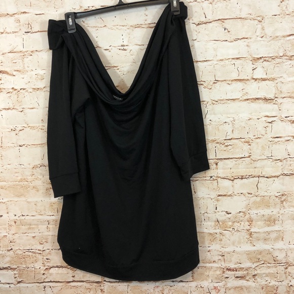 Torrid Black Off Shoulder sweatshirt top terry - Picture 4 of 5